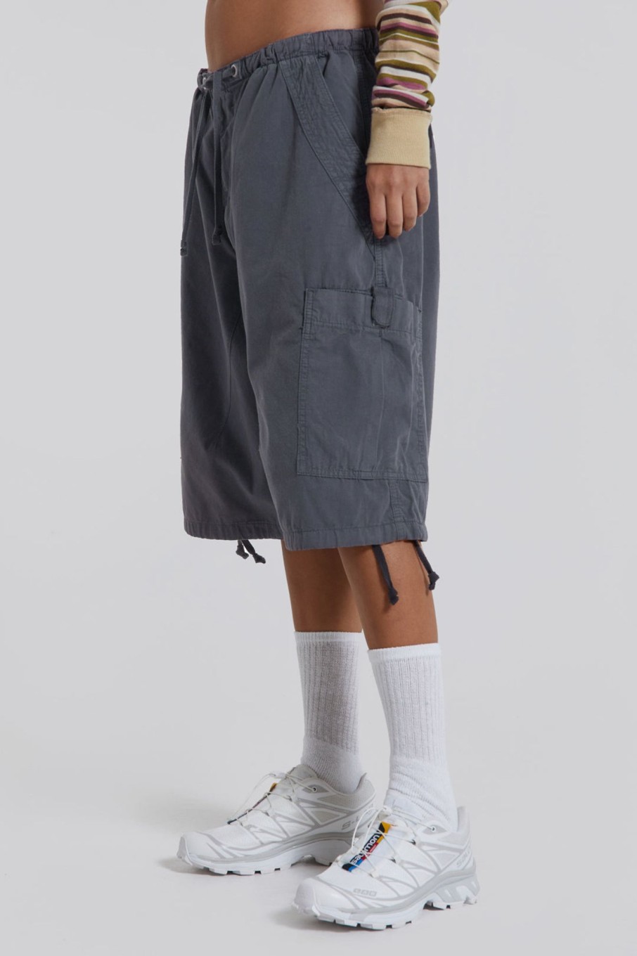 Jaded London Vintage Grey Parachute Cargo Shorts | Shorts & Jorts