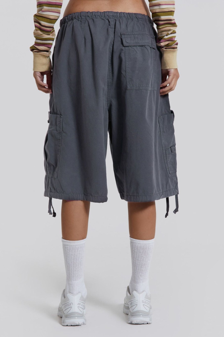 Jaded London Vintage Grey Parachute Cargo Shorts | Shorts & Jorts