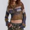 Jaded London Mercer Knit In Green U0026 Blue | Knitwear