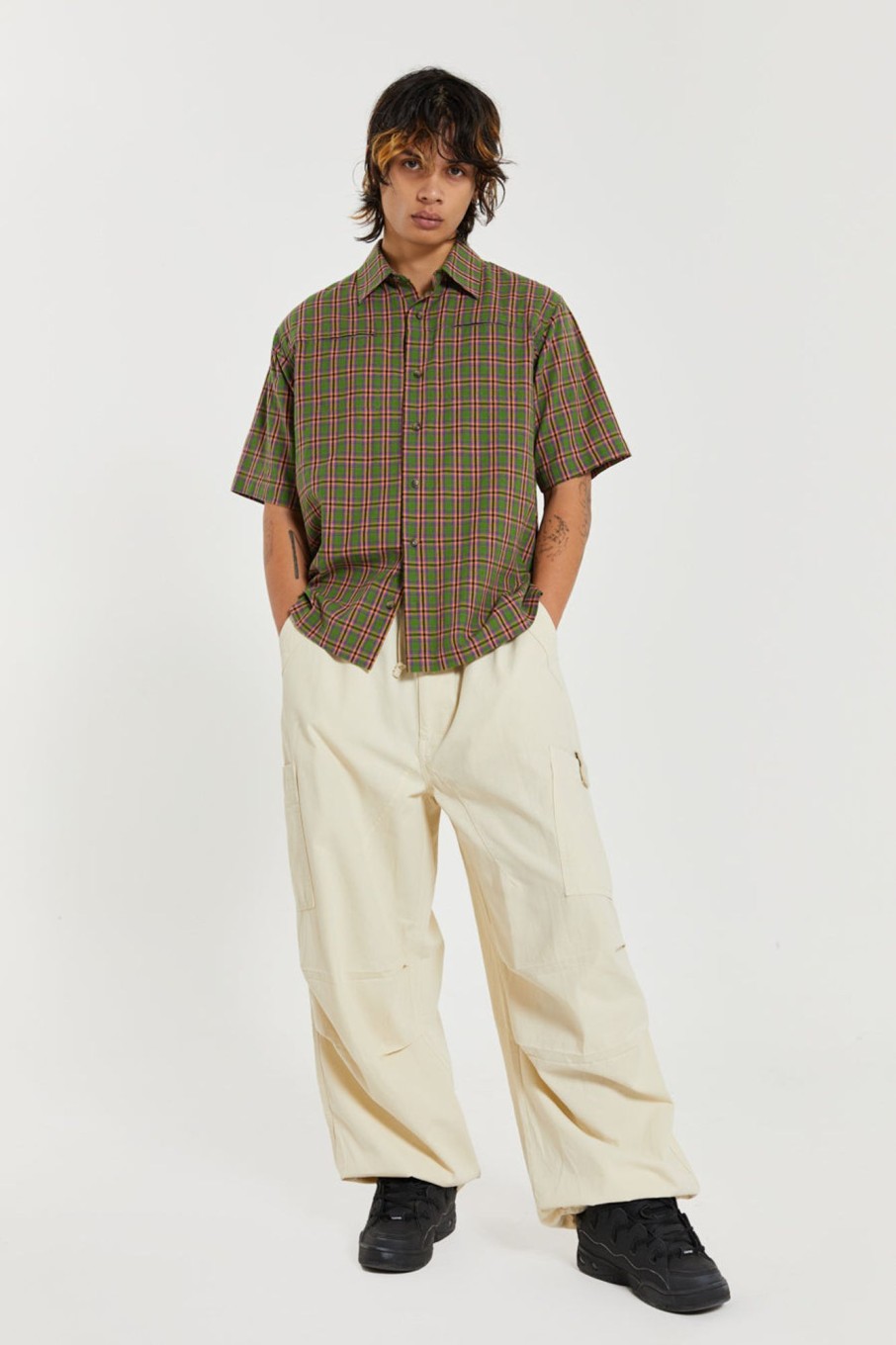 Jaded London Ecru Parachute Cargo Pants | Trousers & Pants