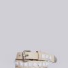 Jaded London Pyramid Stud Cracked Off White Leather Belt | Accessories