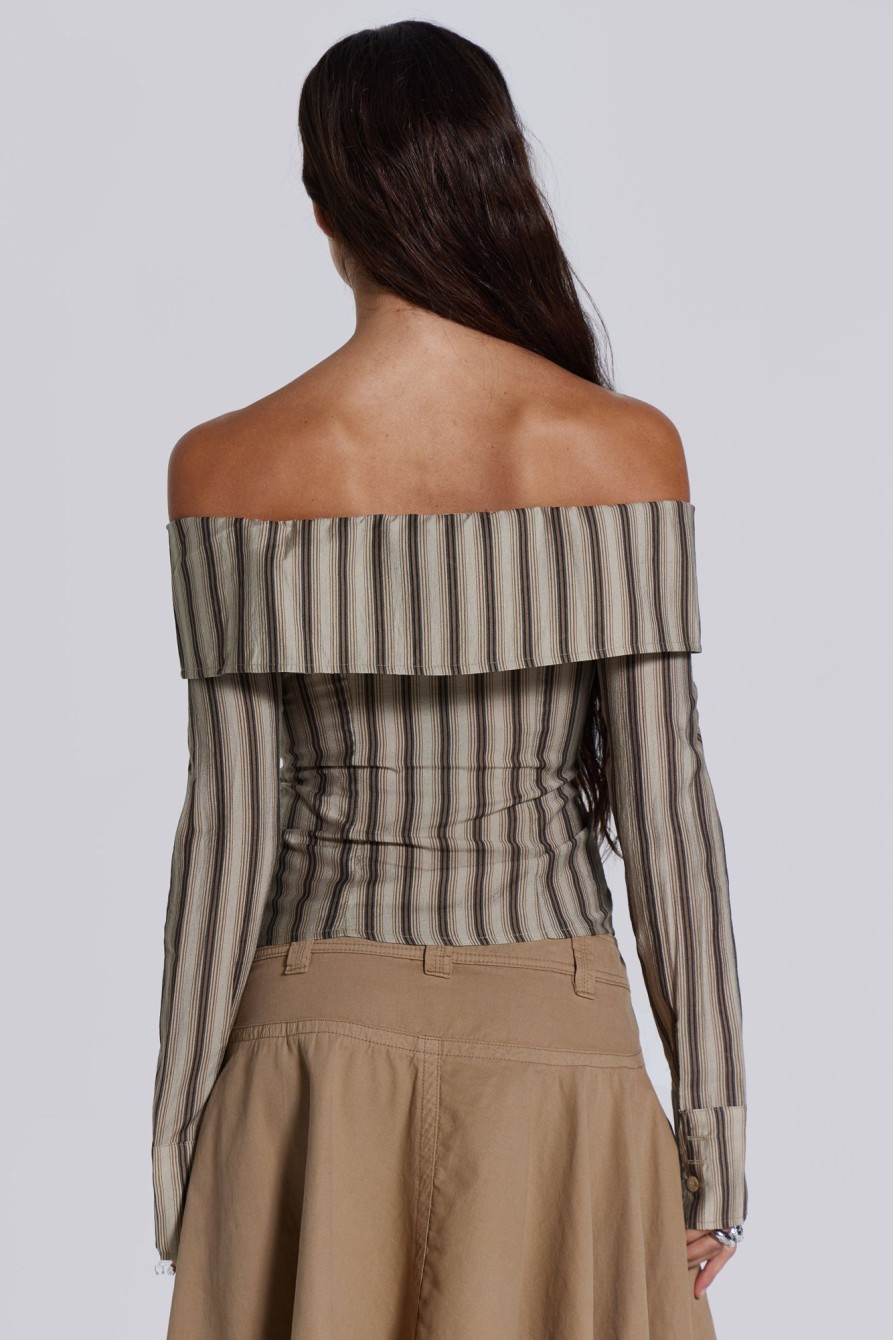 Jaded London Emra Off The Shoulder Shirt | Bandeau Tops