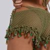 Jaded London Green Canary Knit Shorts With Beaded Trim | Beach Cover Ups