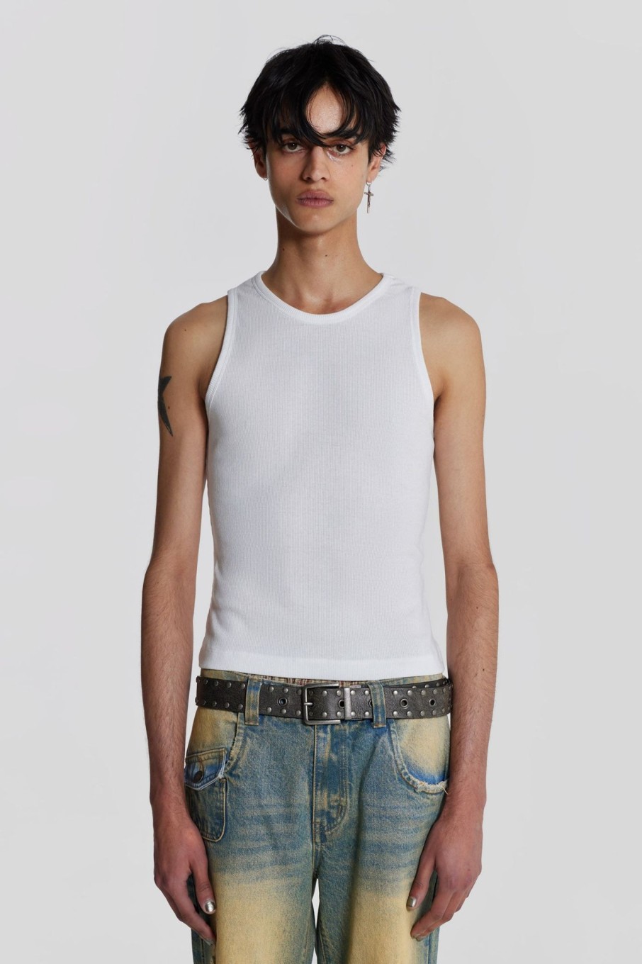 Jaded London Ntrls White Rib Vest | Basics