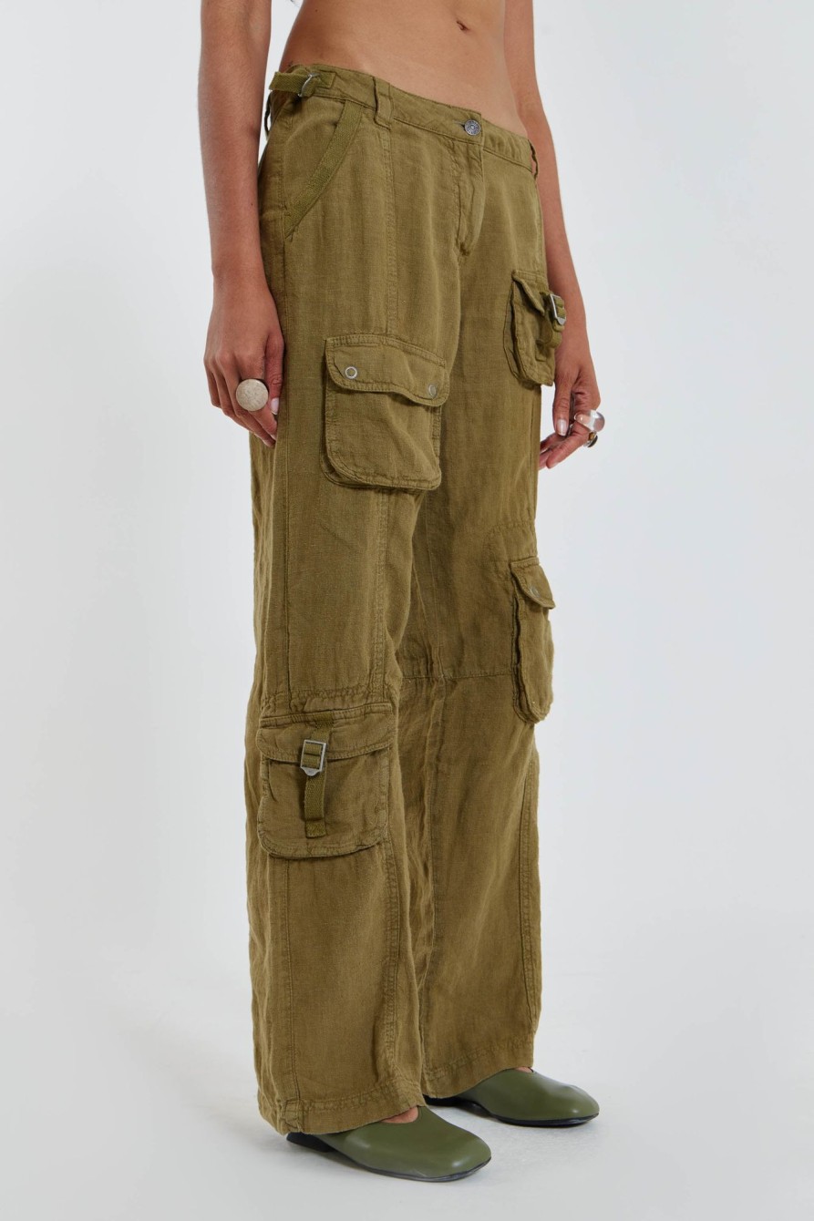 Jaded London Devon Linen Cargo Trousers | Cargo Pants