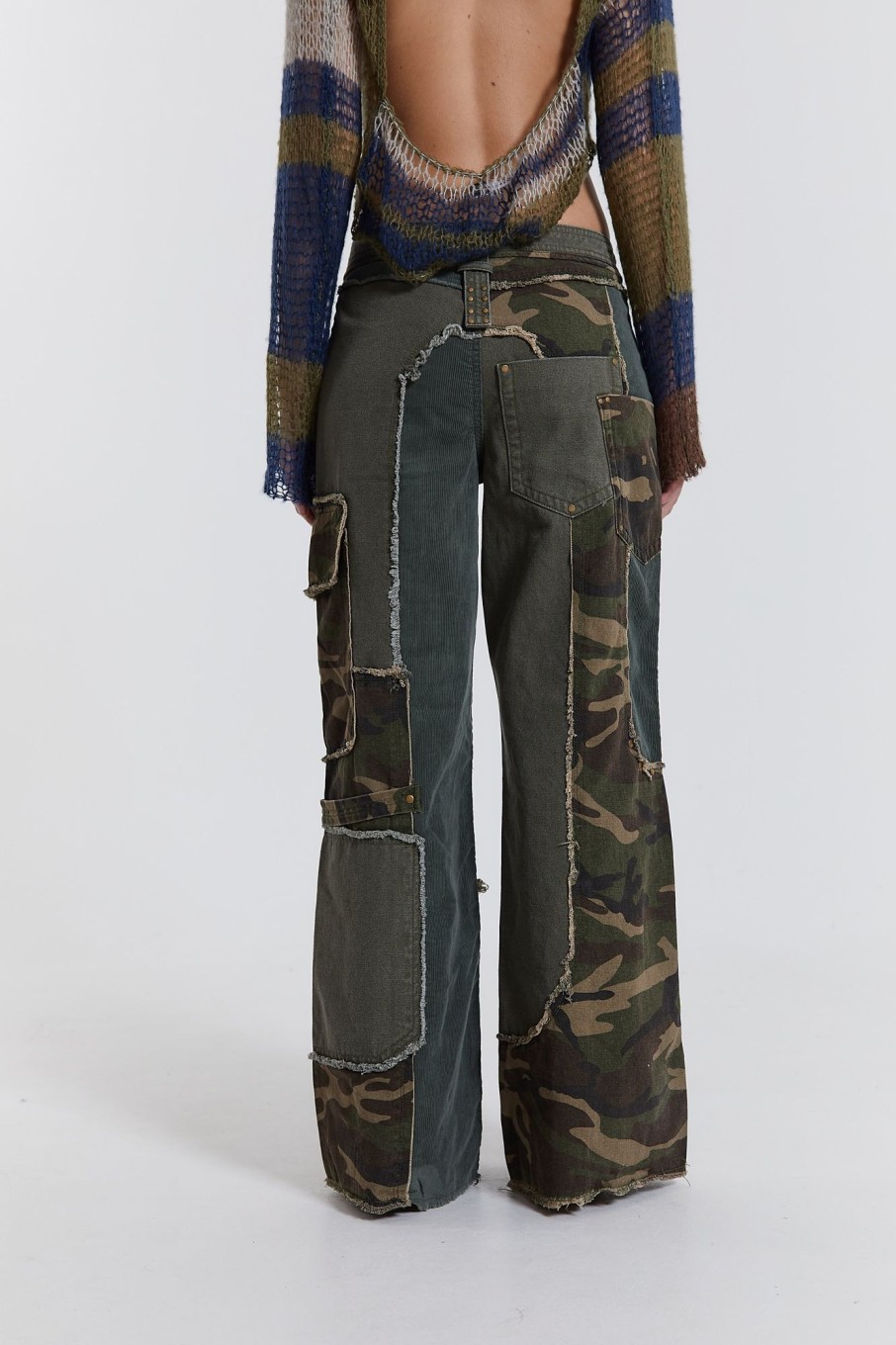 Jaded London Magna Camo Distressed Patchwork Jeans | Baggy Jeans