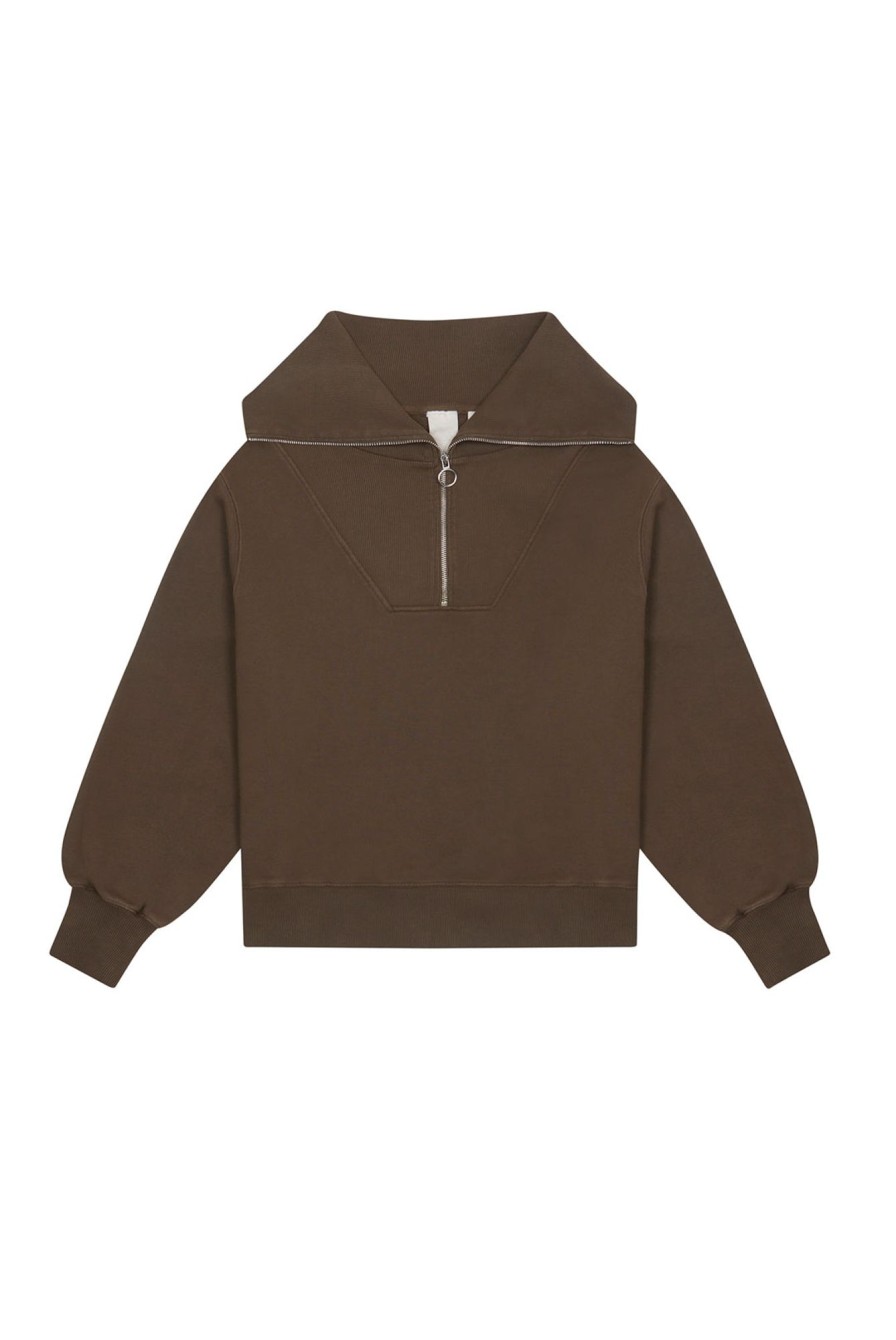 Jaded London Ntrls Mocha Quarter Zip Sweatshirt | Loungewear