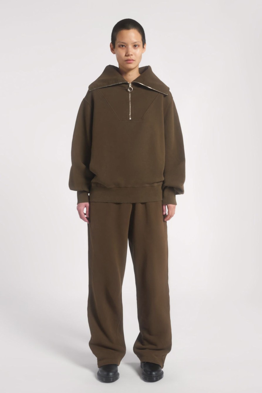 Jaded London Ntrls Mocha Quarter Zip Sweatshirt | Loungewear