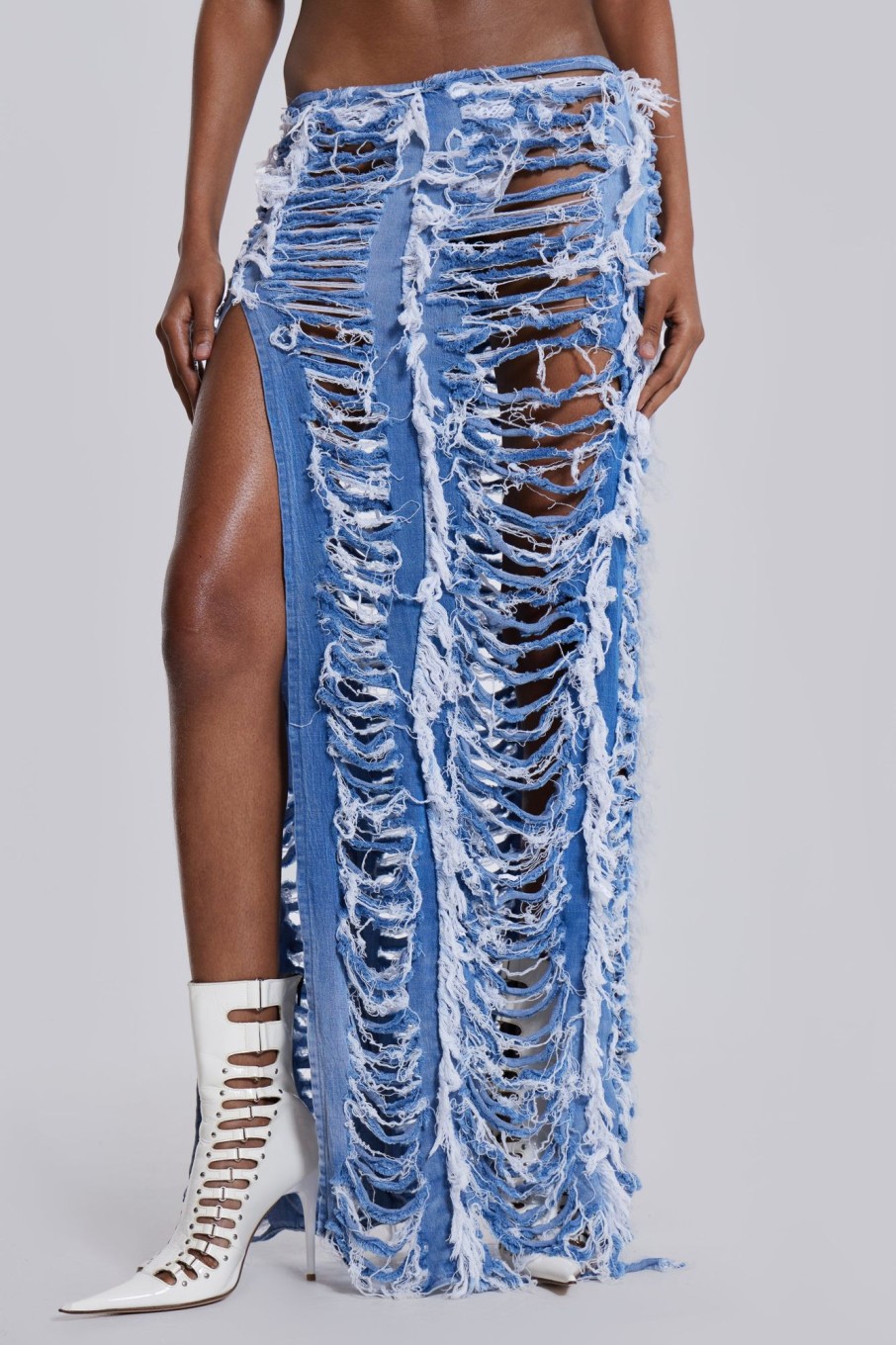 Jaded London Shredded Denim Maxi Skirt | Maxi Skirts