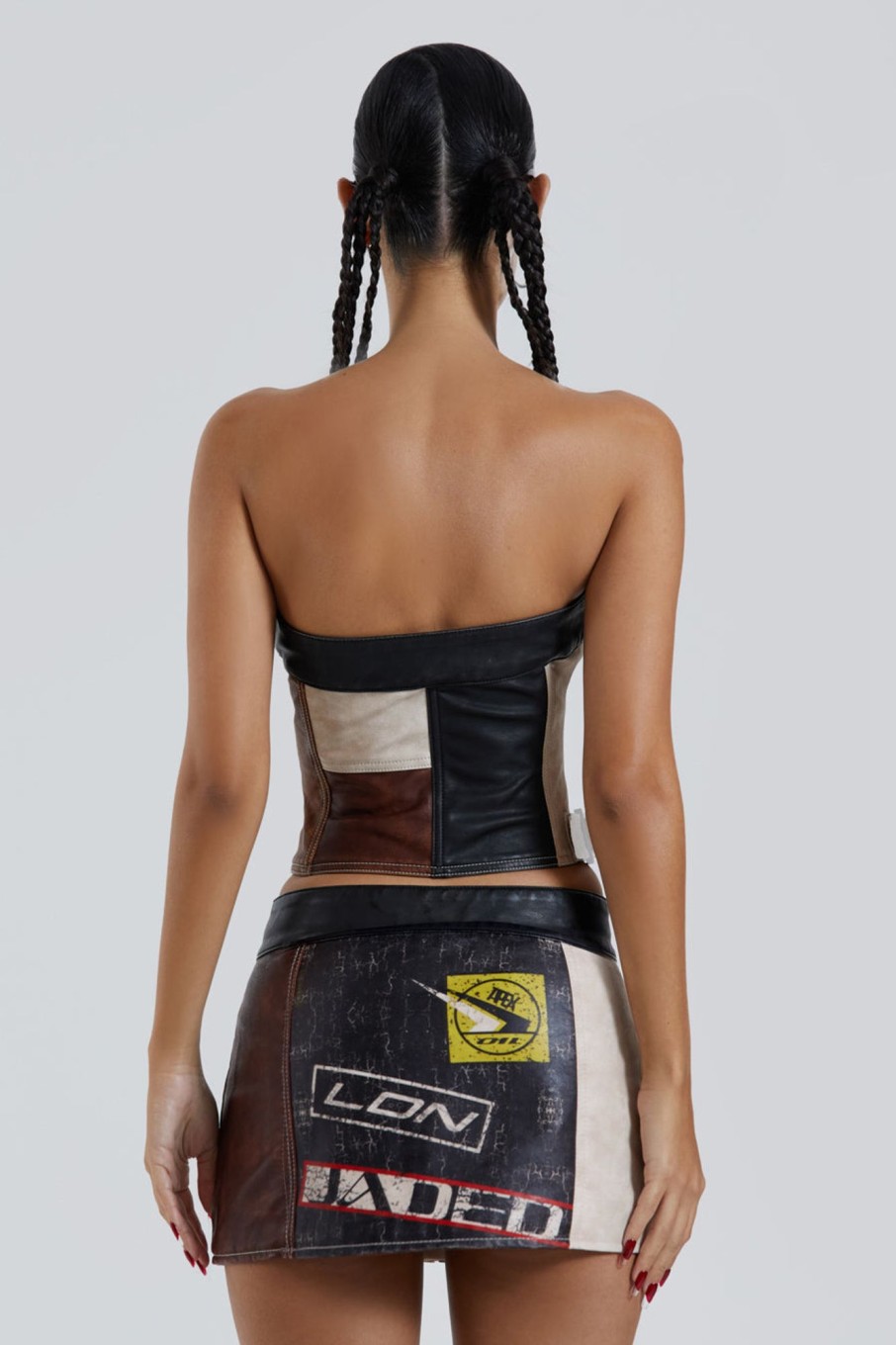 Jaded London Daytona Vegan Leather Corset Top | Bandeau Tops