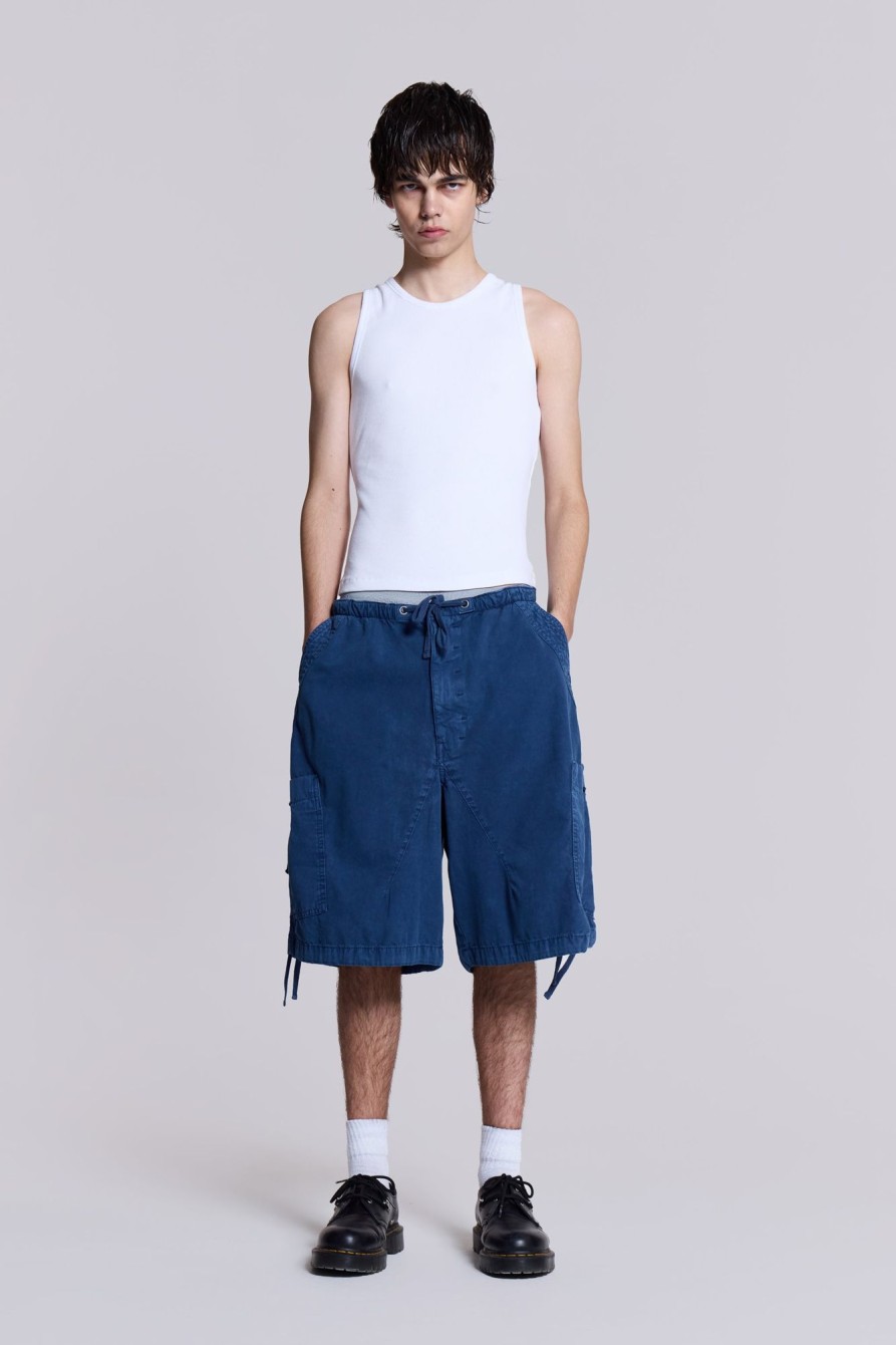 Jaded London Washed Navy Parachute Short | Shorts & Jorts