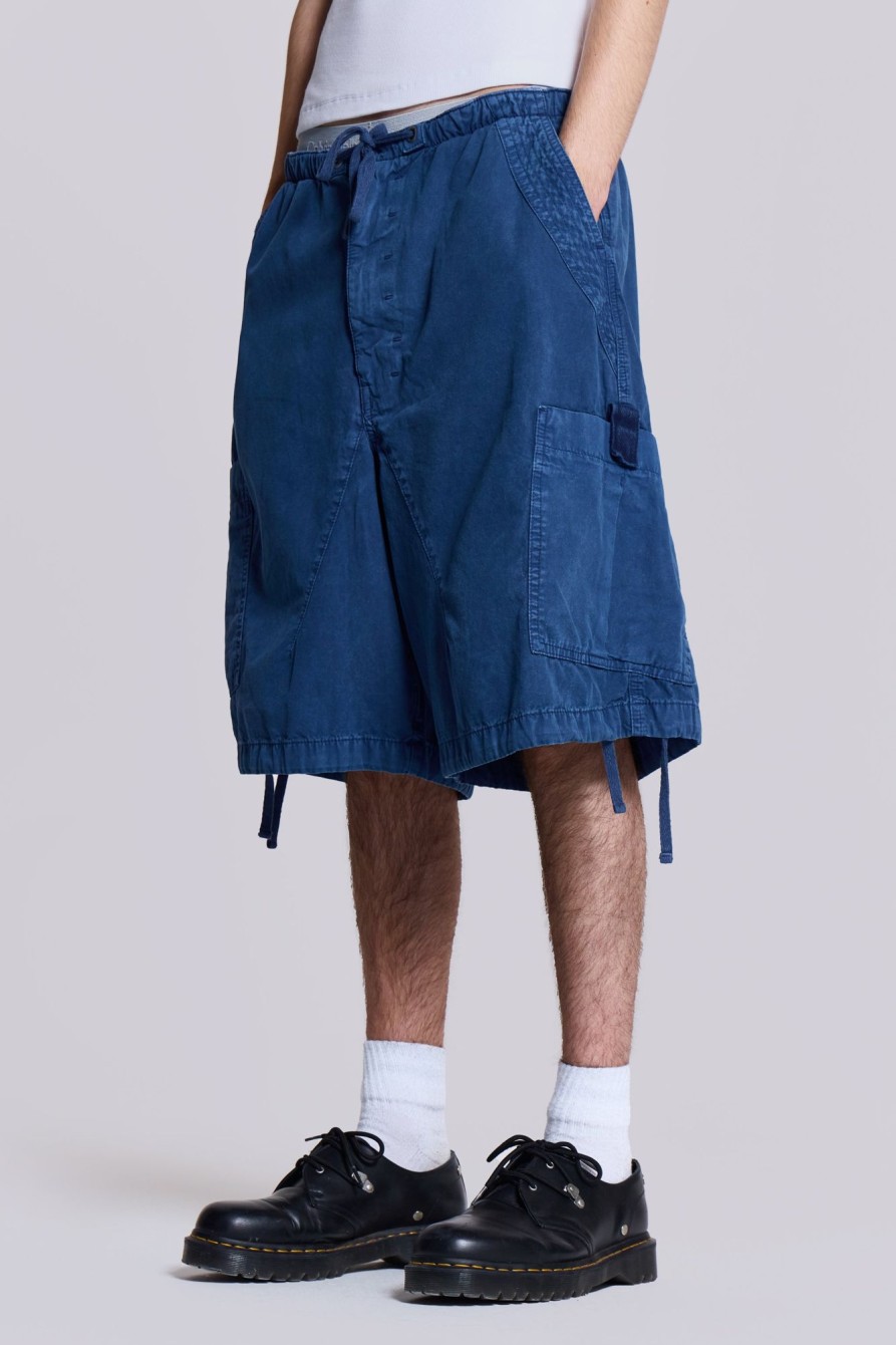 Jaded London Washed Navy Parachute Short | Shorts & Jorts