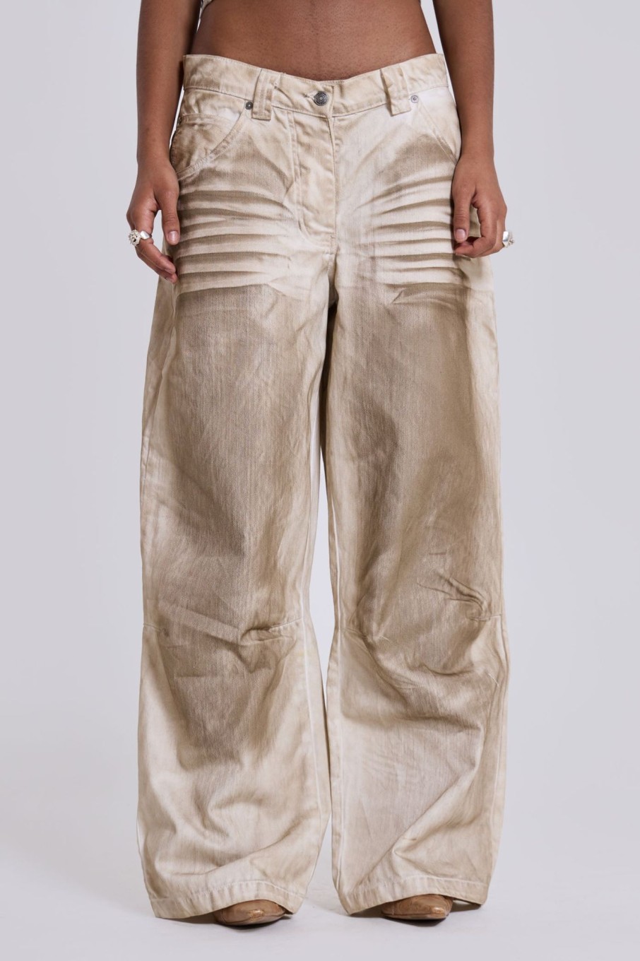 Jaded London Sand Oil Wash Colossus Jeans | Statement Jeans