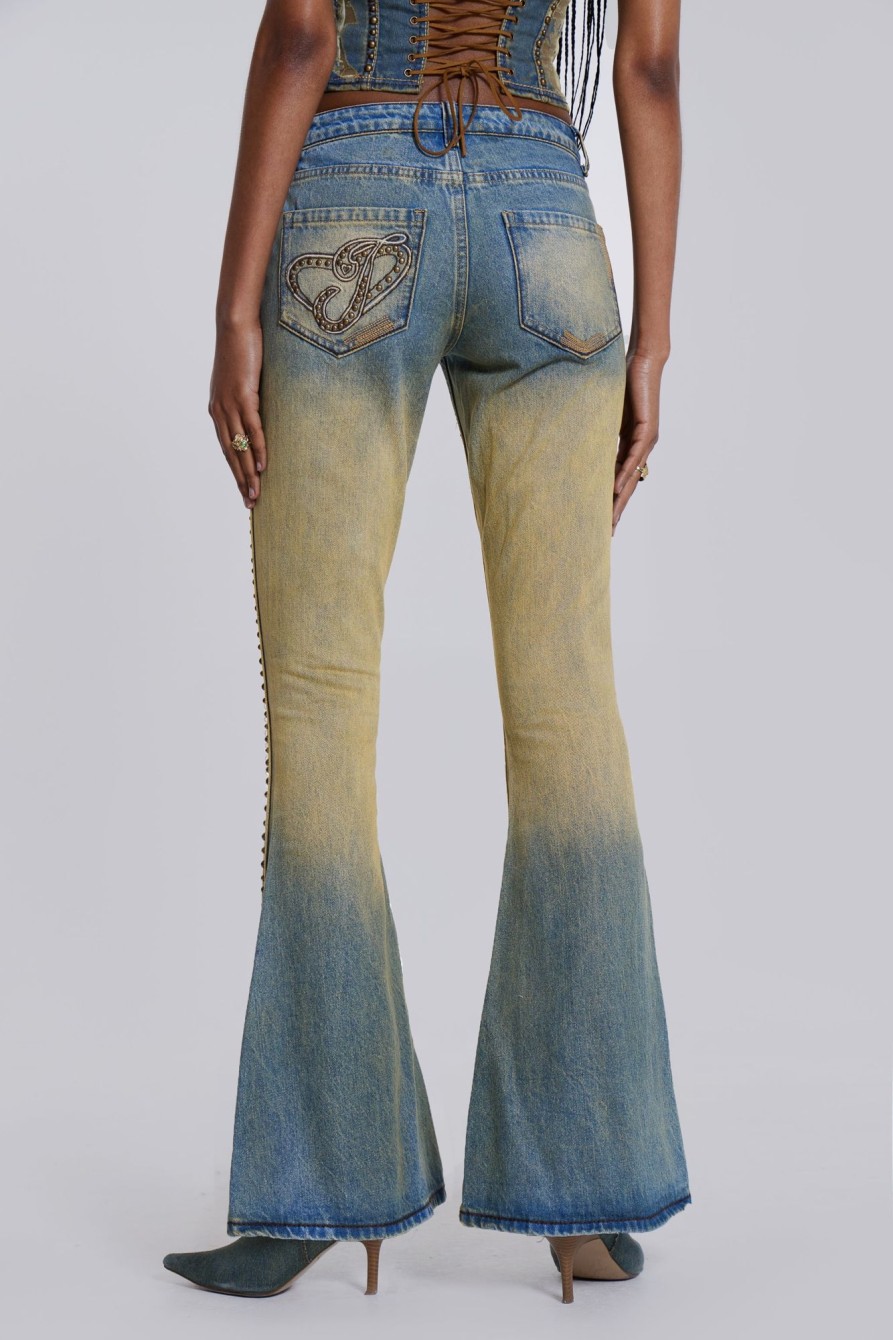 Jaded London Demure Studded Flared Jeans | Jeans