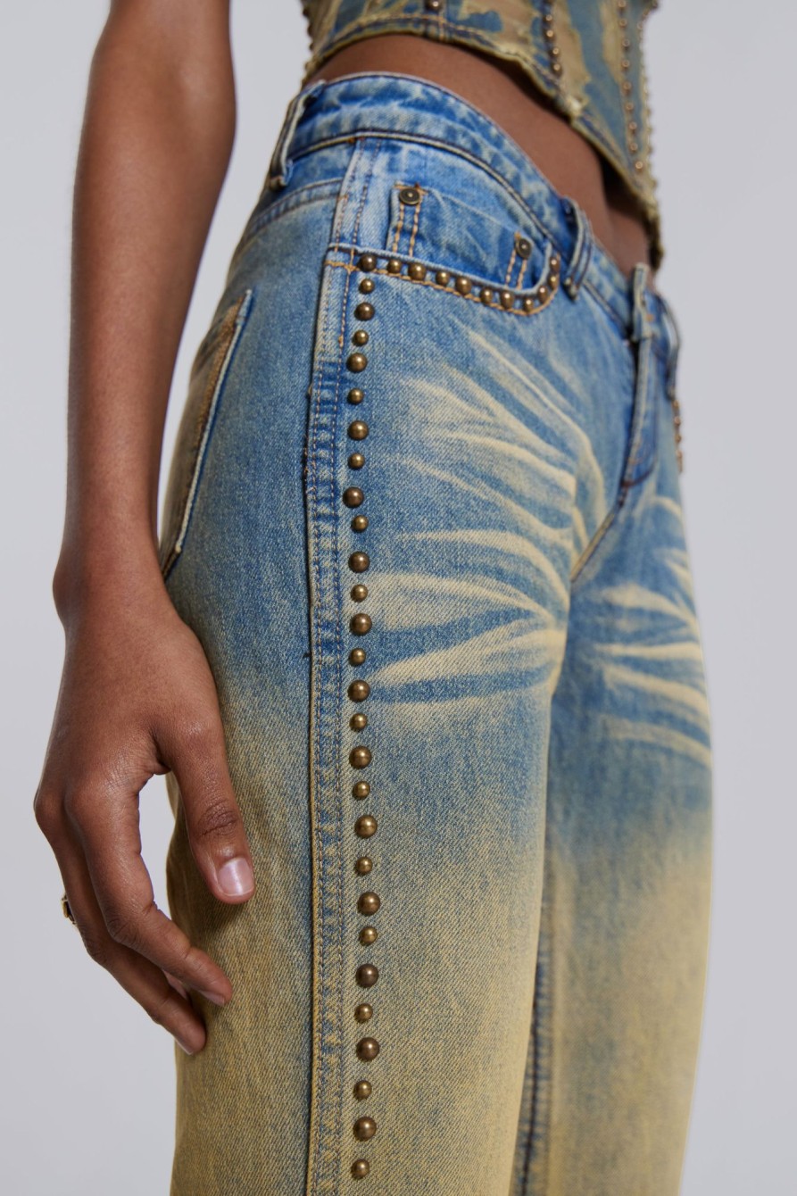 Jaded London Demure Studded Flared Jeans | Jeans