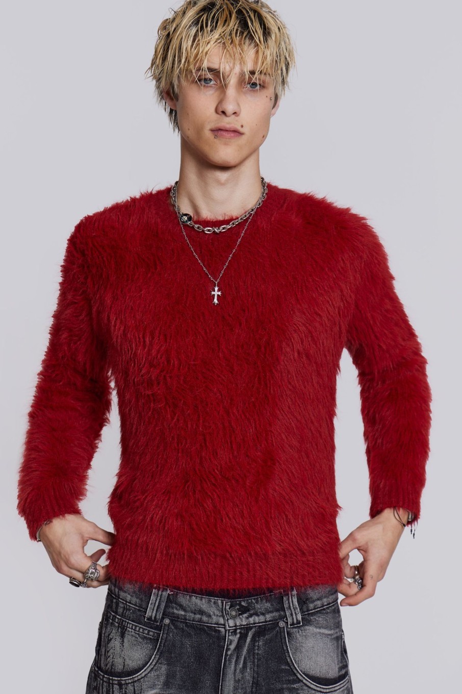 Jaded London Red Ominous Knit Jumper | Knitwear