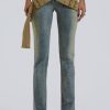 Jaded London Strap Up Stonewash Jeans | Statement Jeans