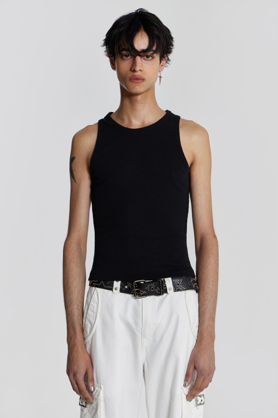 Jaded London Ntrls Black Rib Vest | Basics