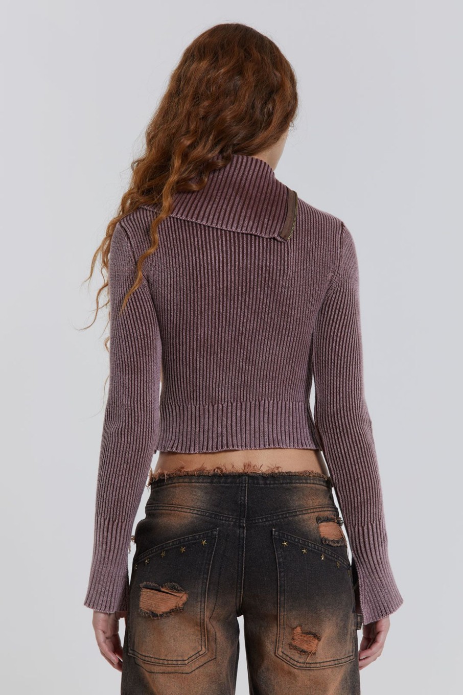 Jaded London Gaia Knitted Asymmetric Top With Studs | Knitwear