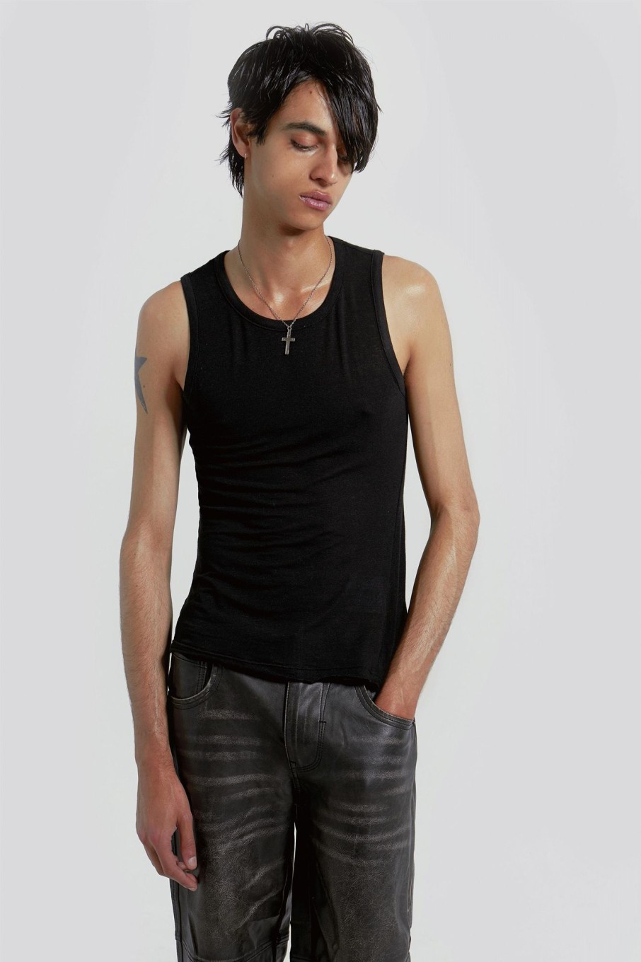 Jaded London Black Mist Vest | Basics