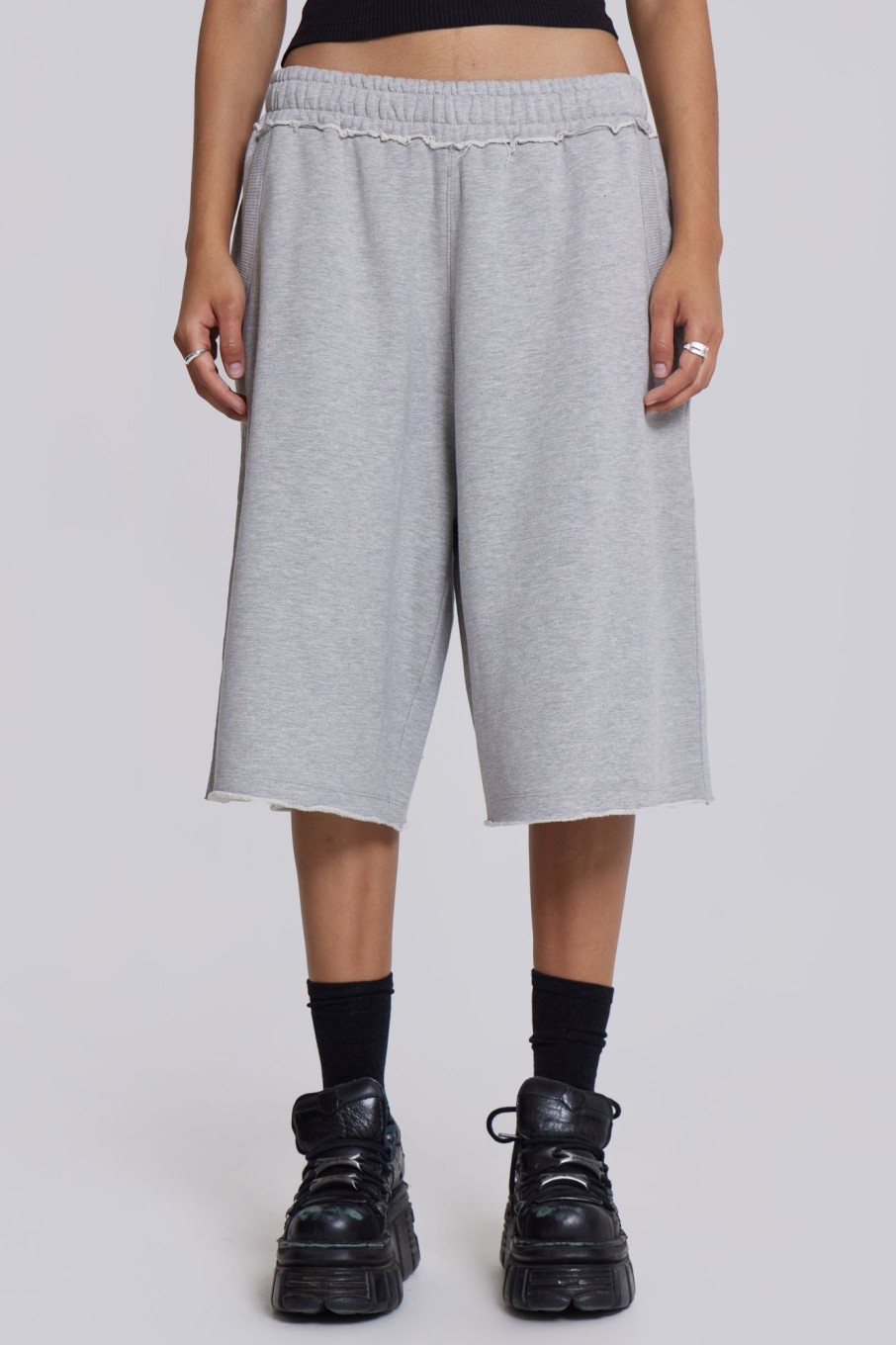 Jaded London Grey Marl Monster Jogger Shorts | Loungewear