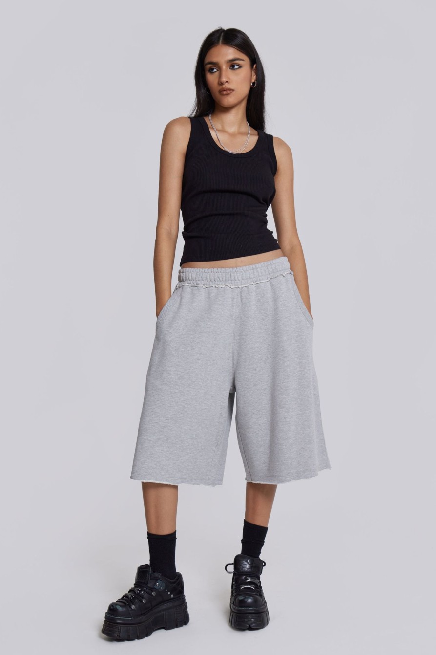 Jaded London Grey Marl Monster Jogger Shorts | Loungewear