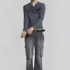 Jaded London Grey Slub Denim Cargos | Cargo Pants