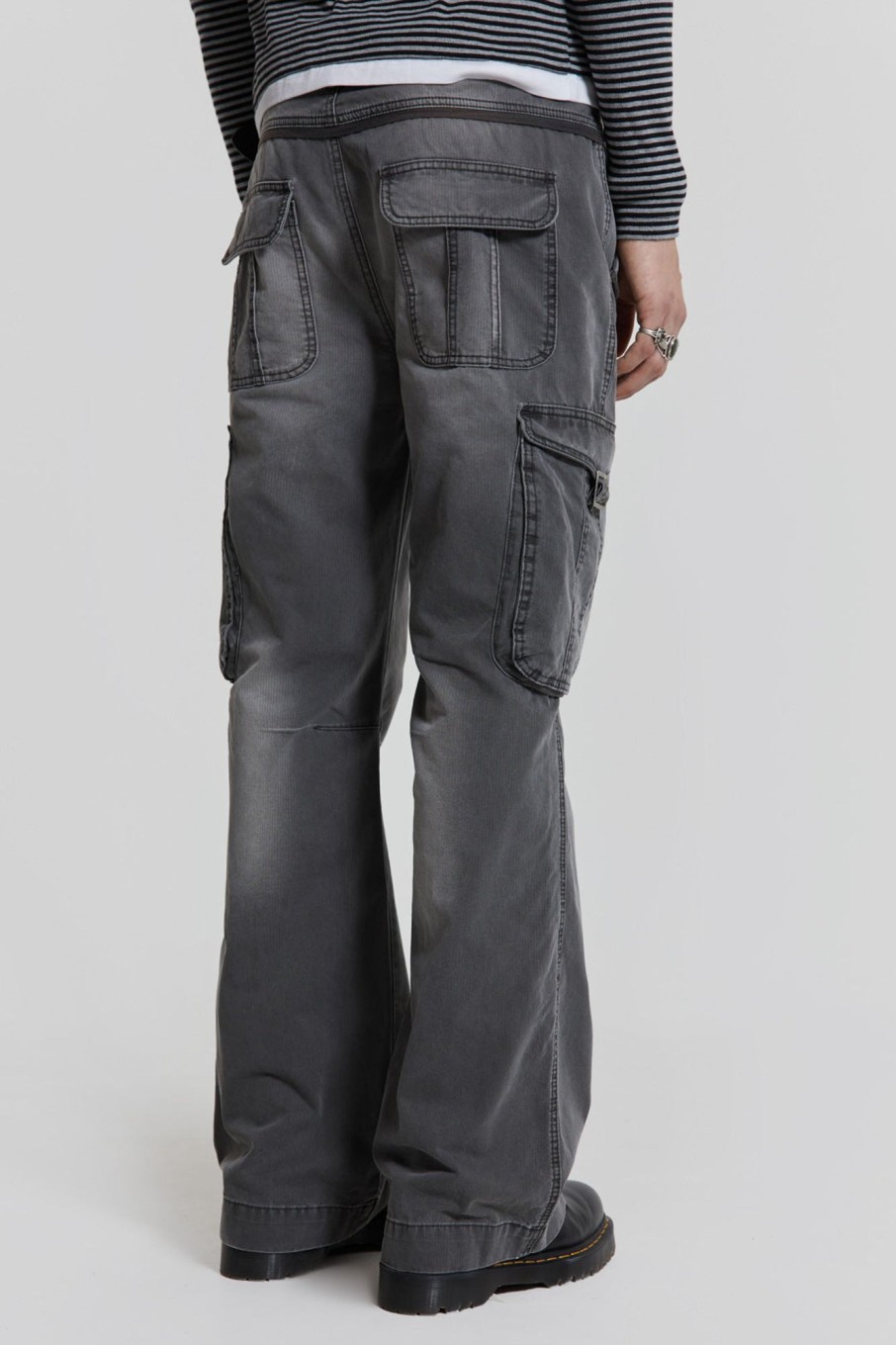 Jaded London Grey Slub Denim Cargos | Cargo Pants