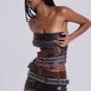 Jaded London Belted Faux Leather Corset Top | Bandeau Tops