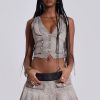 Jaded London Lila Dirty Wash Waistcoat | Crop Tops