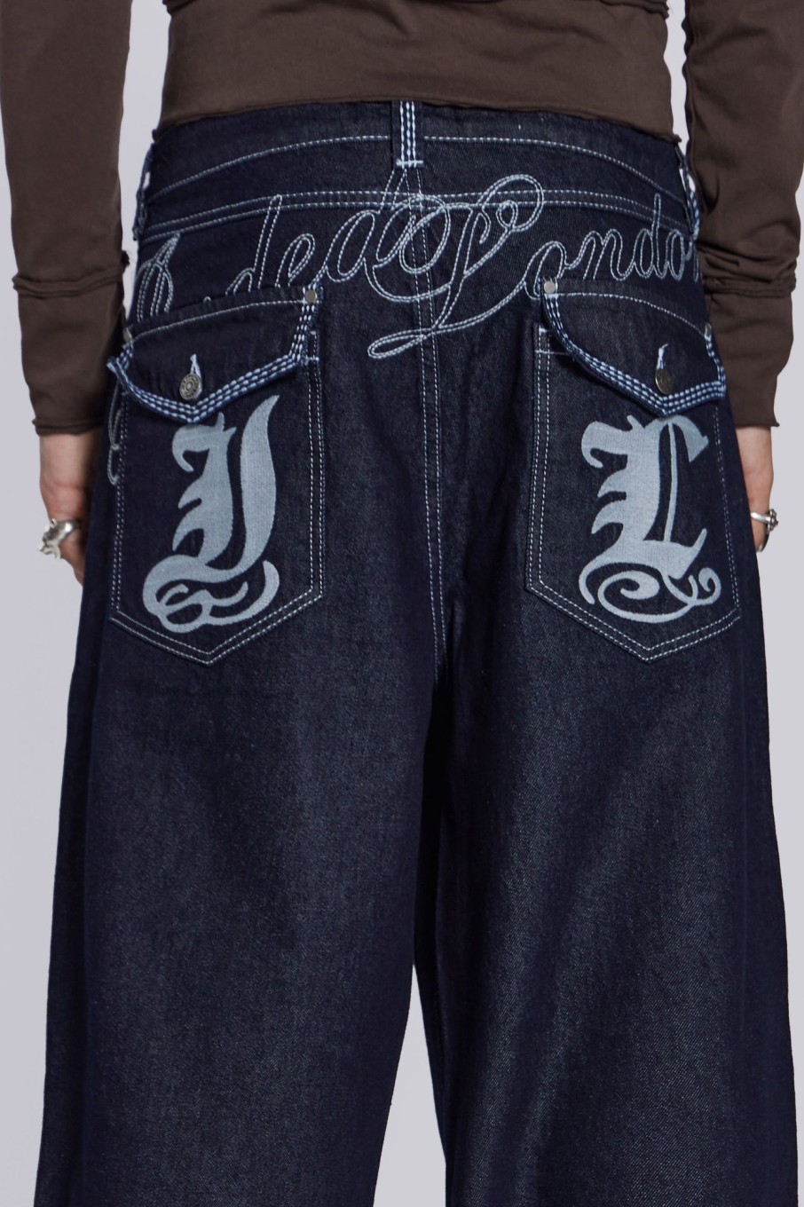 Jaded London Sonic Embroidered Baggy Jeans | Jeans