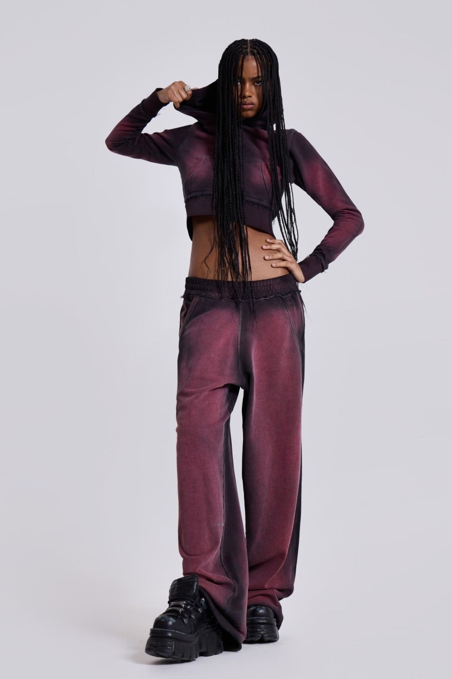 Jaded London Deep Red Fade Monster Joggers | Loungewear