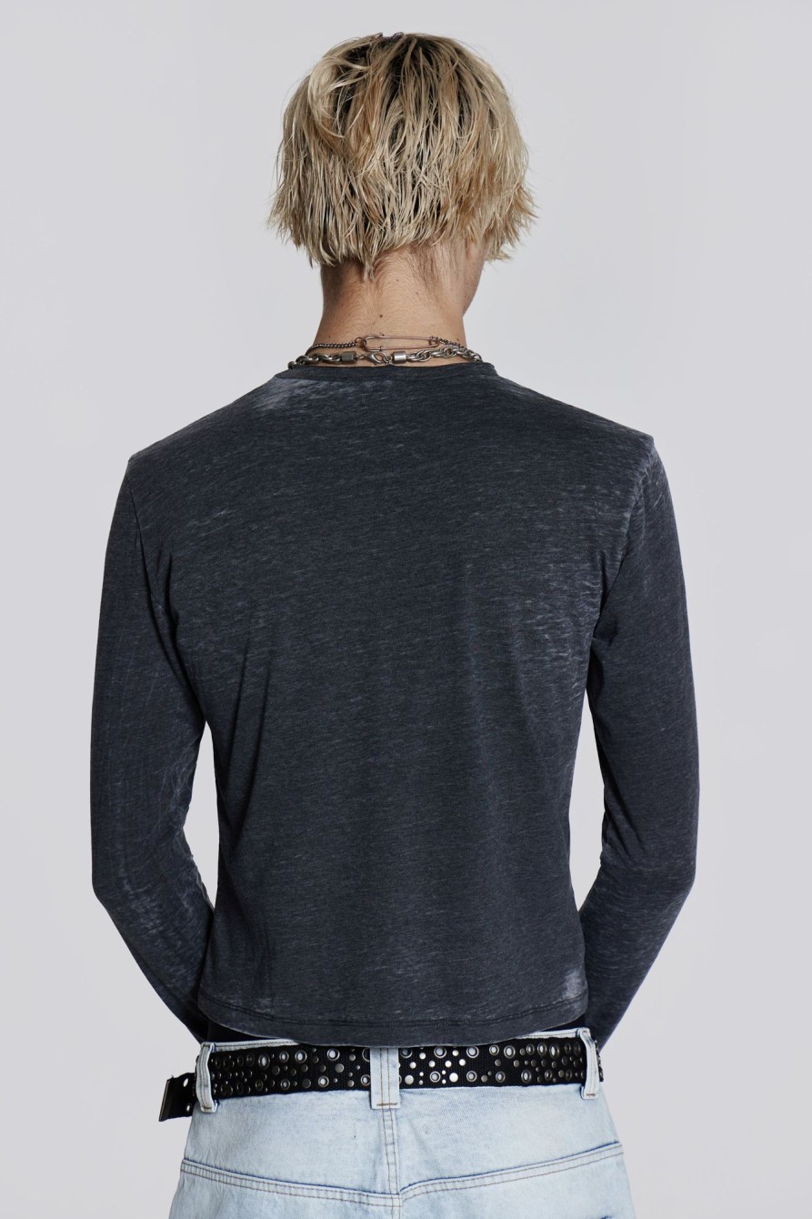 Jaded London Burnout Script Long Sleeve Tee | T-Shirts