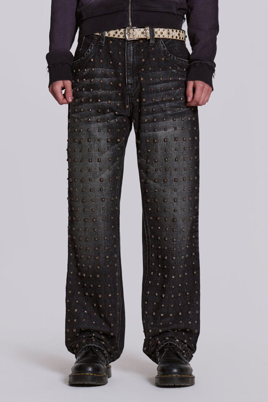 Jaded London Washed Black Stud Scott Jean | Jeans