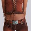 Jaded London Genesis Denim Lace Up Corset Top | Crop Tops