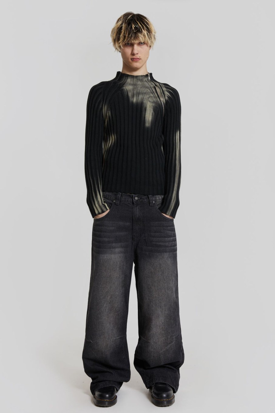 Jaded London Black Luster Asymmetric Knit | Knitwear