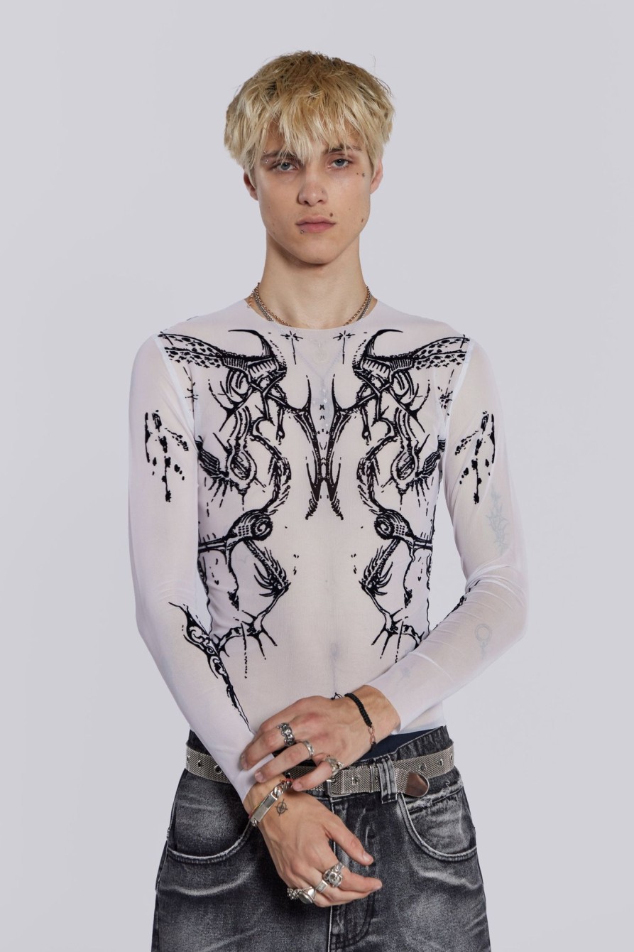 Jaded London White Wings Mesh Top | T-Shirts