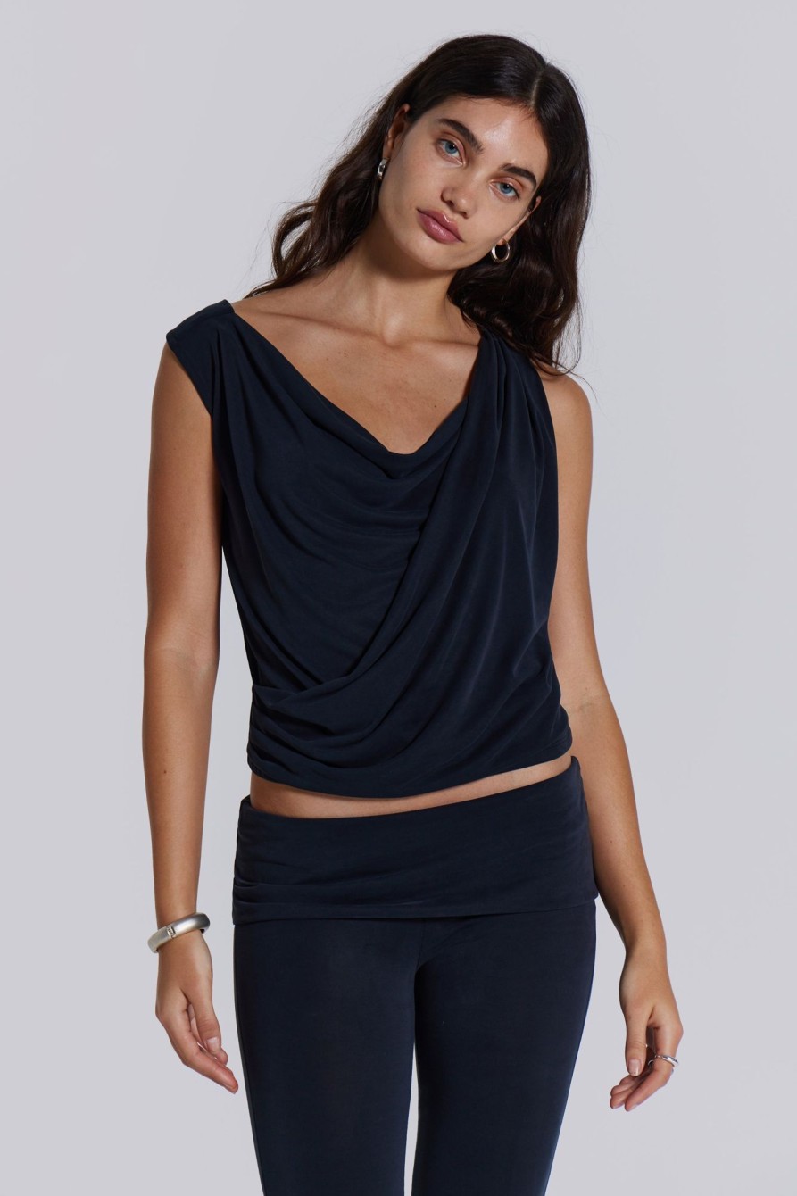 Jaded London Mira Soft Touch Drape Top | Loungewear