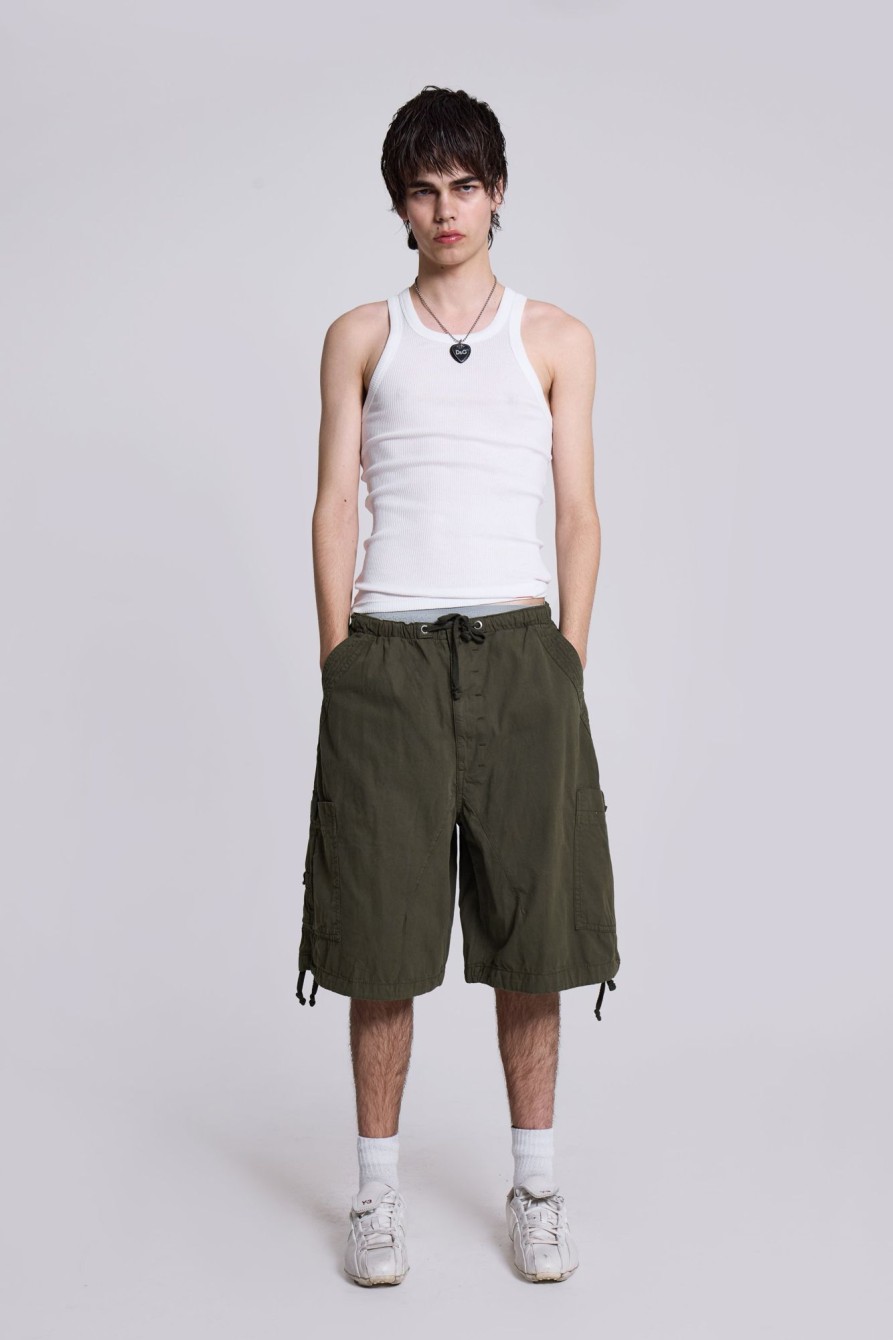 Jaded London Khaki Parachute Cargo Shorts | Shorts & Jorts