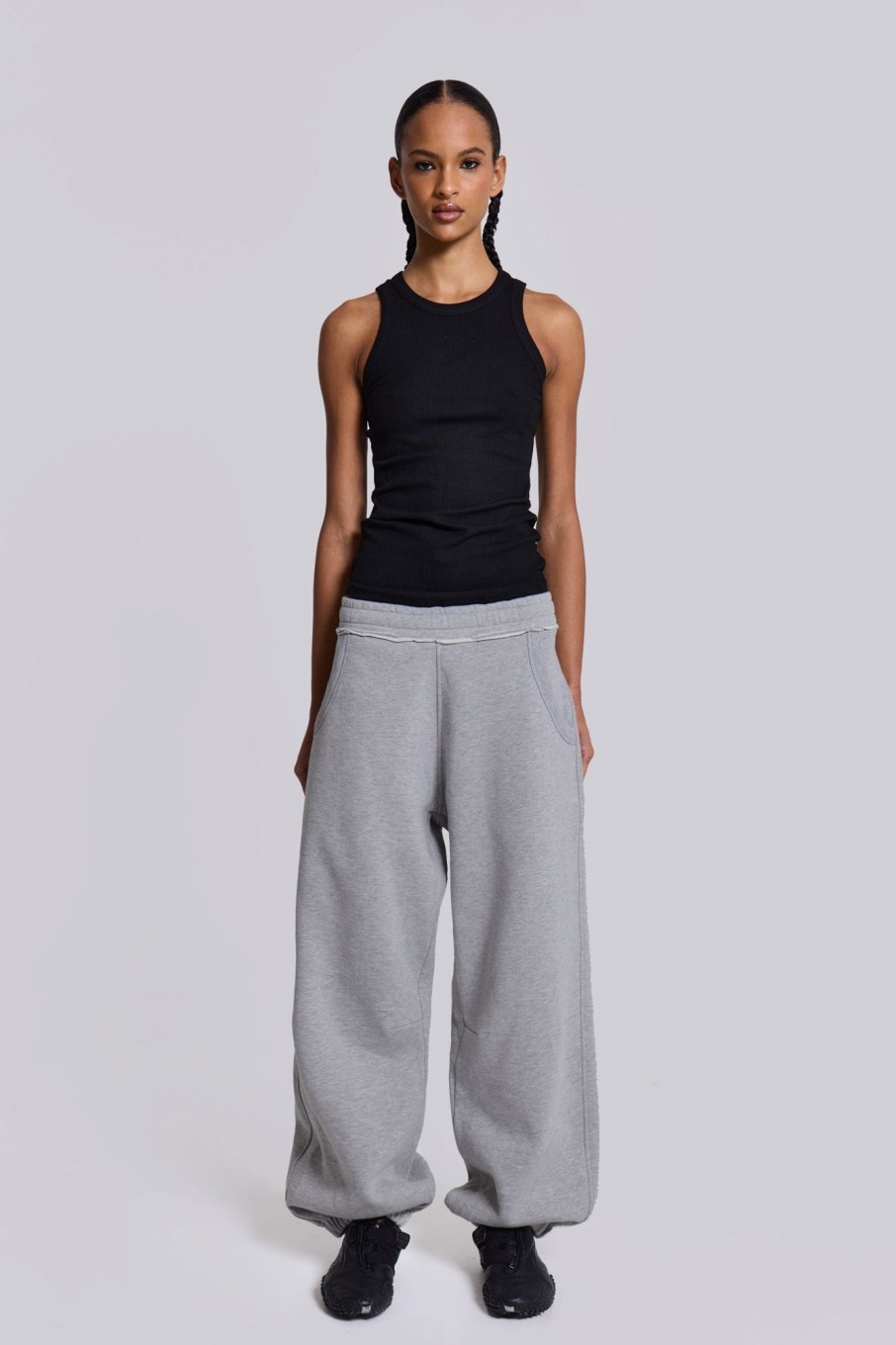 Jaded London Grey Marl Cuffed Monster Jogger | Loungewear