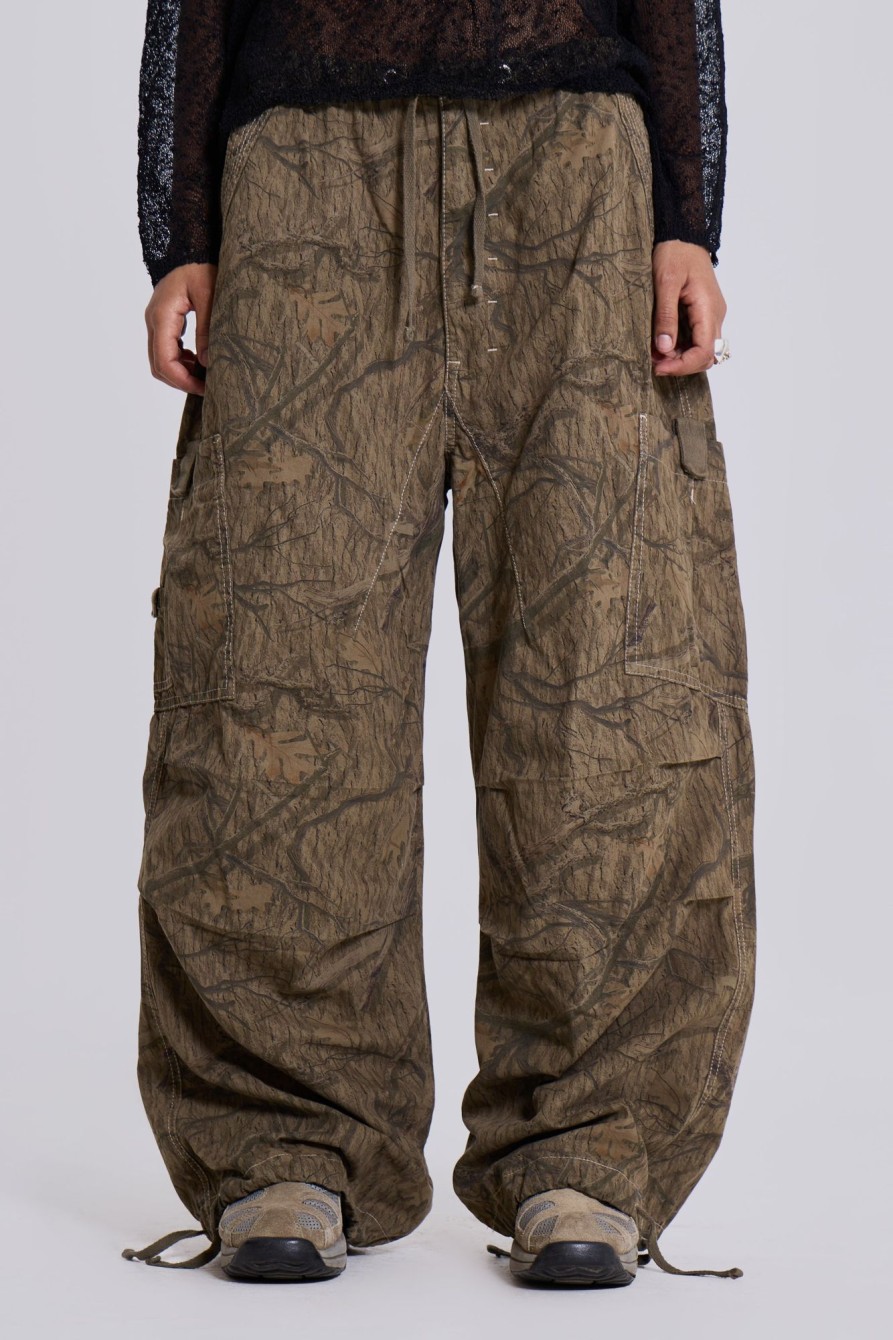 Jaded London Forest Camo Parachute Pants | Cargo Pants