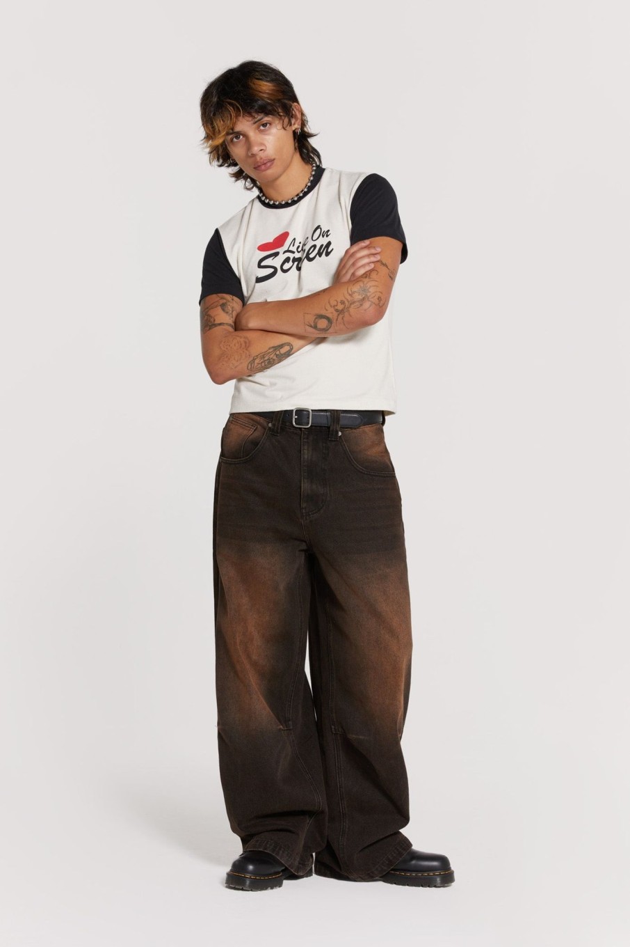 Jaded London Vintage Brown Colossus Fit Jeans | Jeans