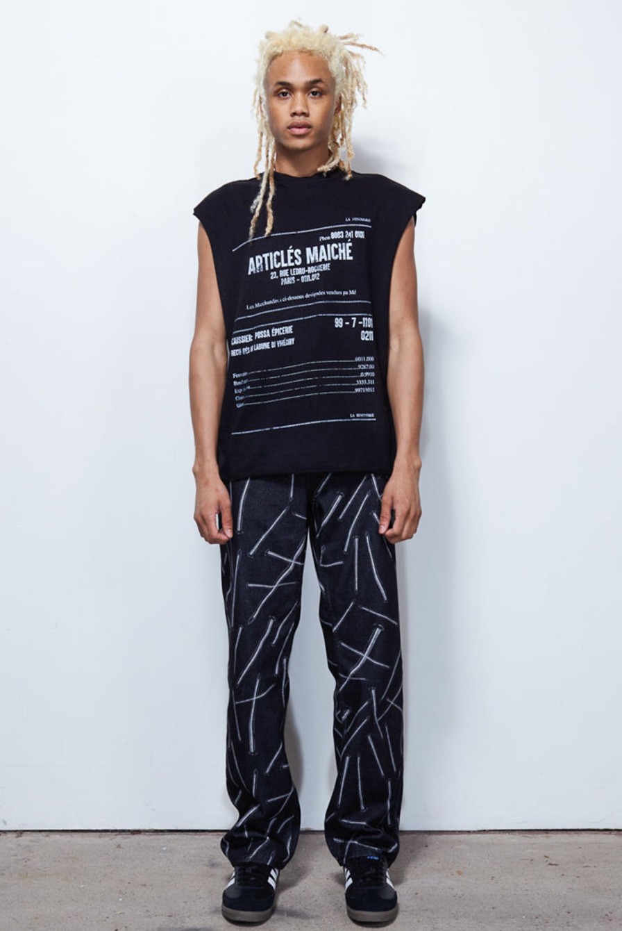 Jaded London Black Receipt Print Vest | Vests