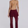 Jaded London Burgundy Riva Lace Co-Ord Set | Trousers & Pants