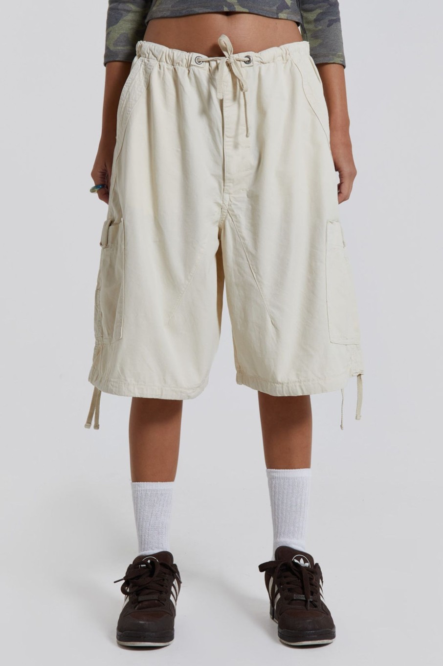 Jaded London Ecru Parachute Cargo Shorts | Shorts & Jorts