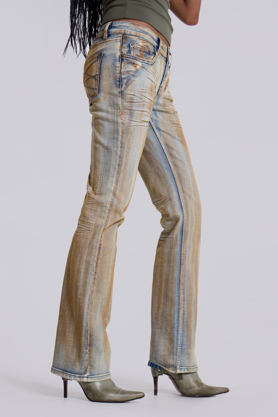 Jaded London Rusted Denim Bootcut Jeans | Statement Jeans