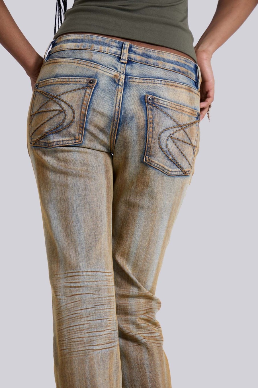 Jaded London Rusted Denim Bootcut Jeans | Statement Jeans