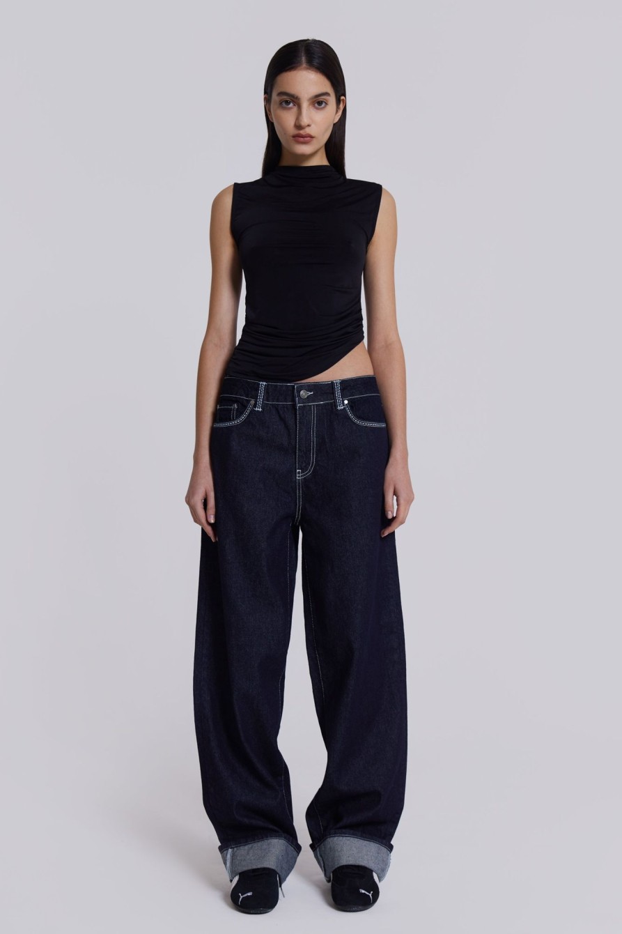 Jaded London Sonic Embroidered Baggy Jeans In Indigo | Baggy Jeans