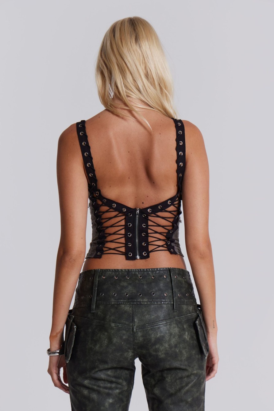 Jaded London Kate Cross Plunge Top | Crop Tops