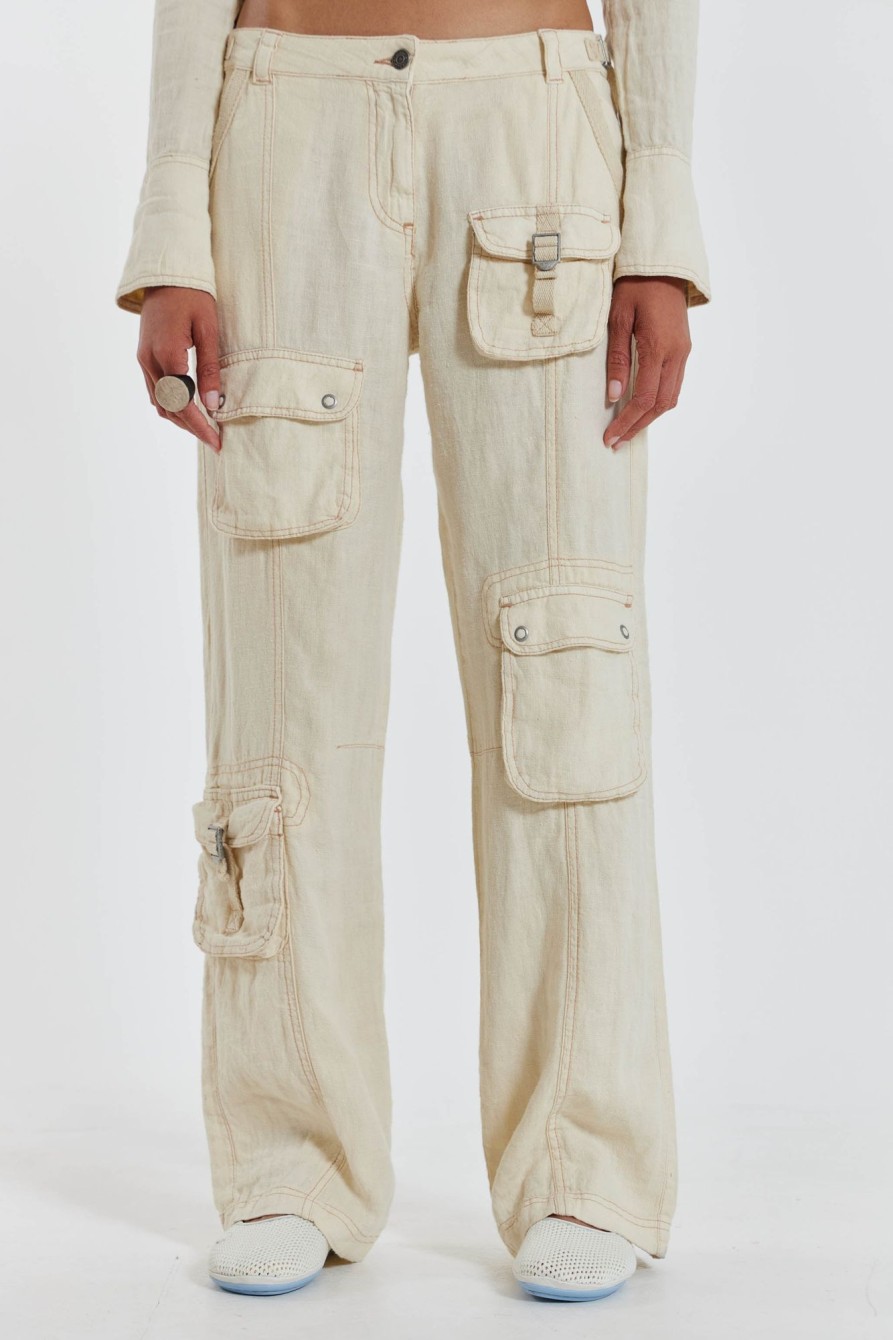 Jaded London Santal Linen Cargo Trousers | Cargo Pants